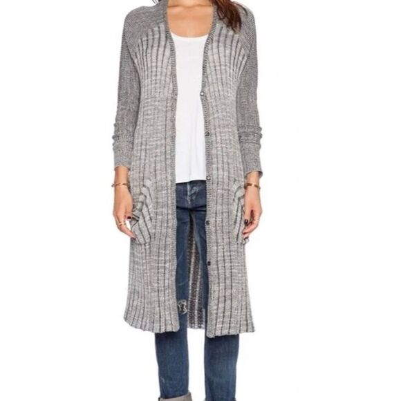 Free People Gray Slouchy Cardigan Duster Sz Small - Picture 1 of 5